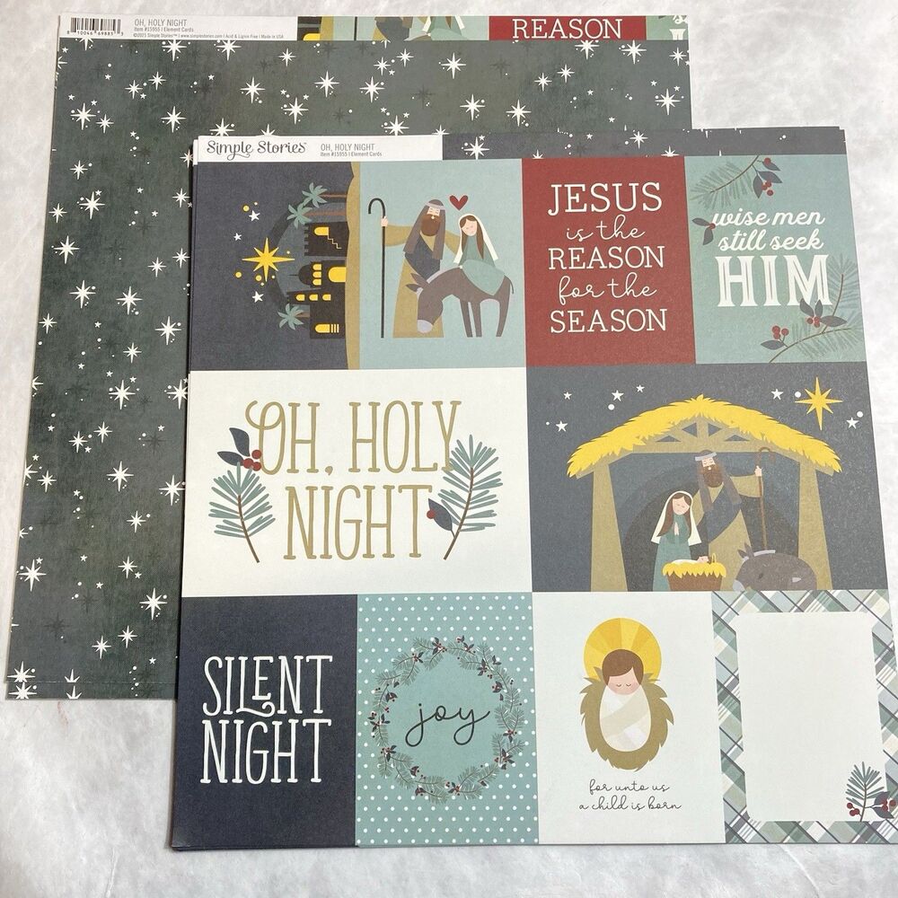 Oh Holy Night - Simple Stories Christmas 12x12 Scrapbook Paper 19 Sheets 2 Sided